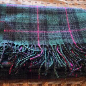 NWT J.Crew Classic Green Plaid Fringed Scarf Shawl Oversized 74” X 24.5”